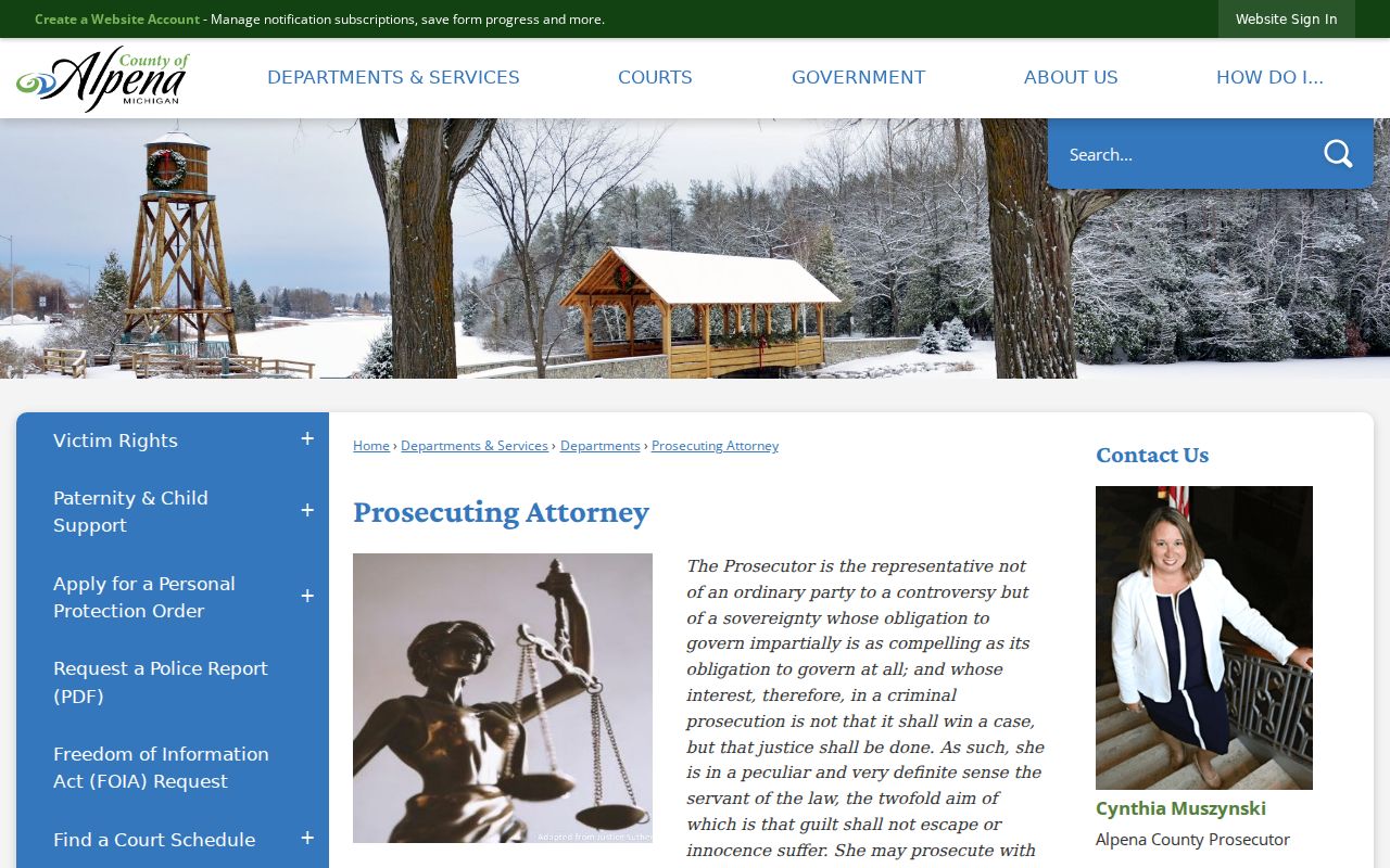 Alpena County criminal docket prosecutor office routing information